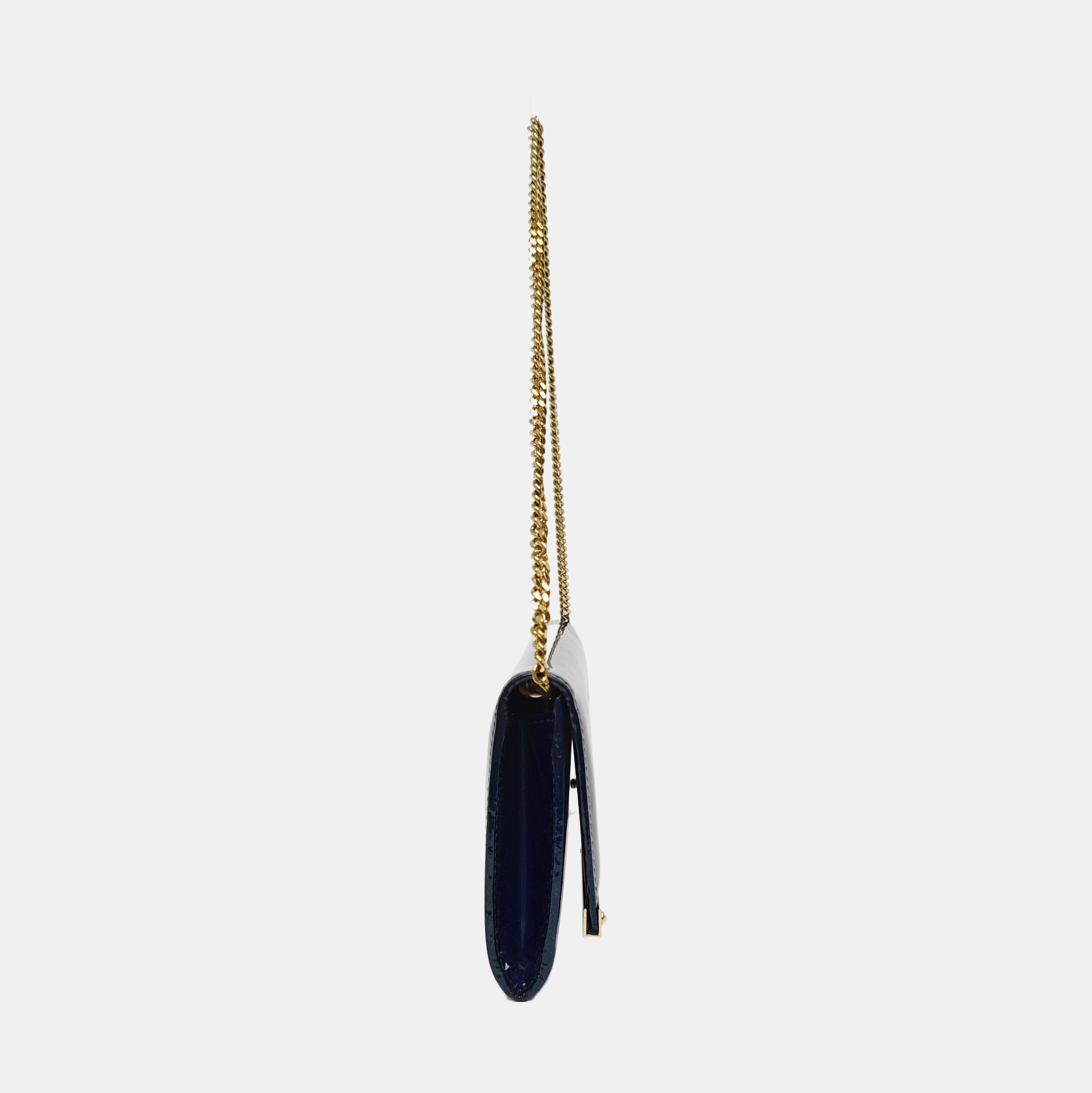 Patent Leather Top Handle Bag Blue