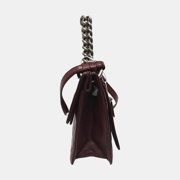 Quilted Grained Calfskin Shoulder Bag Red