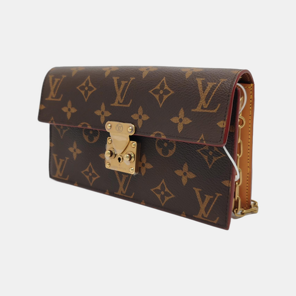 S LOCK Monogram Coated Canvas Brown