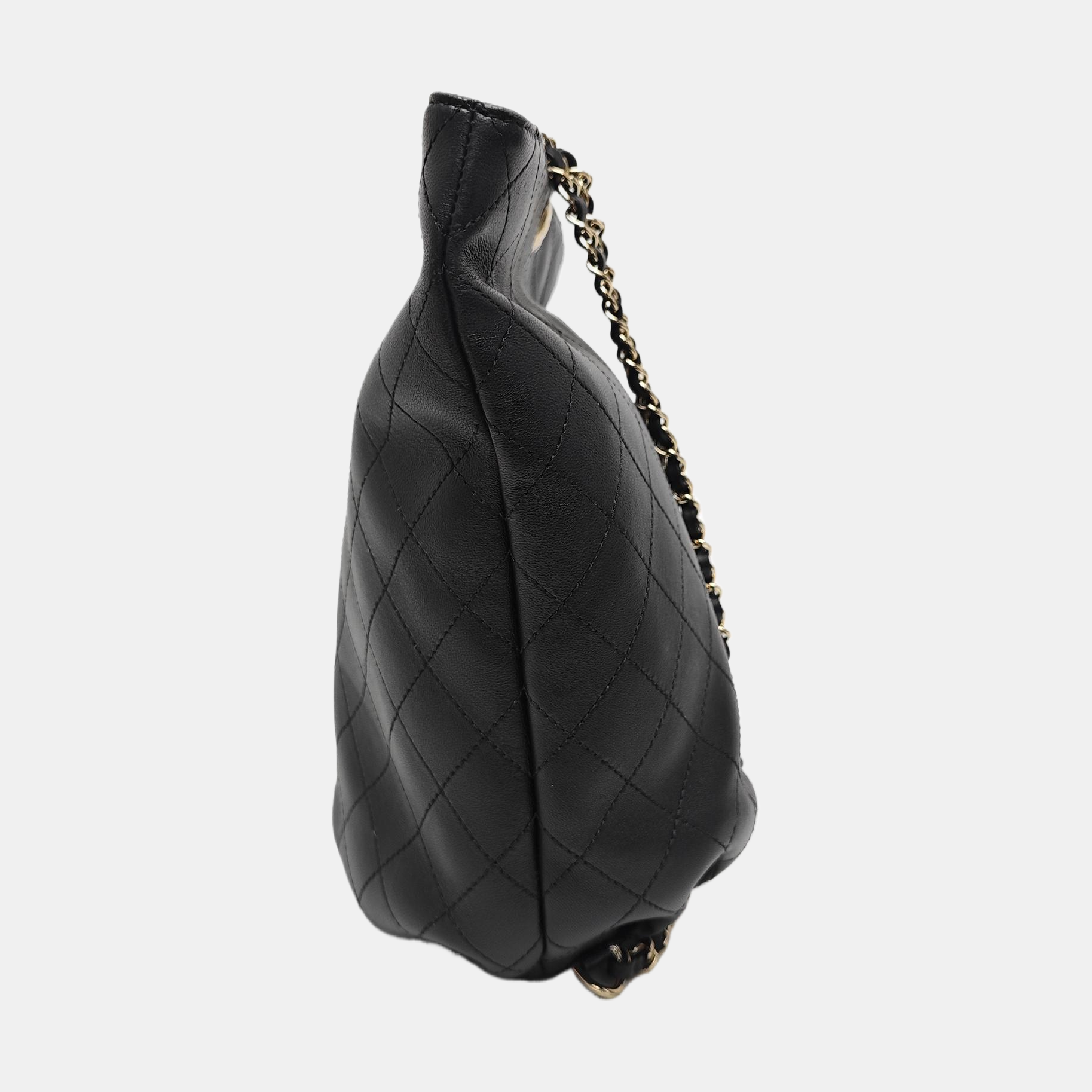 Quilted Calfskin Bucket Bag Black