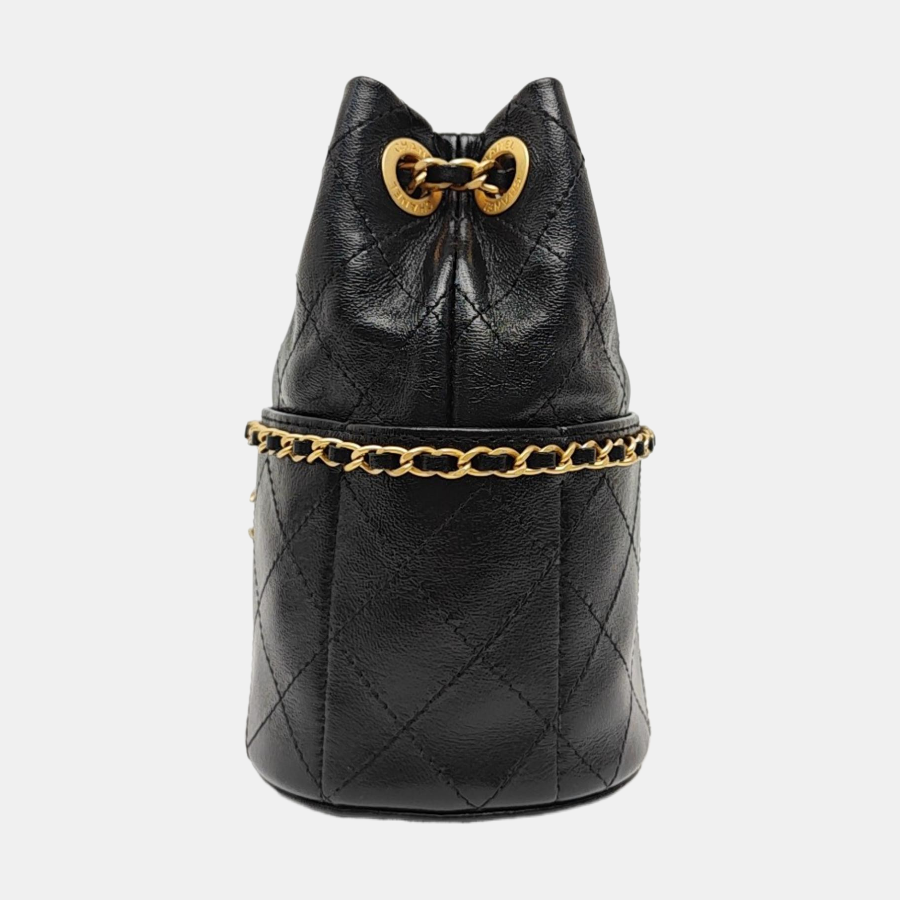 Quilted Calfskin Bucket Bag Black