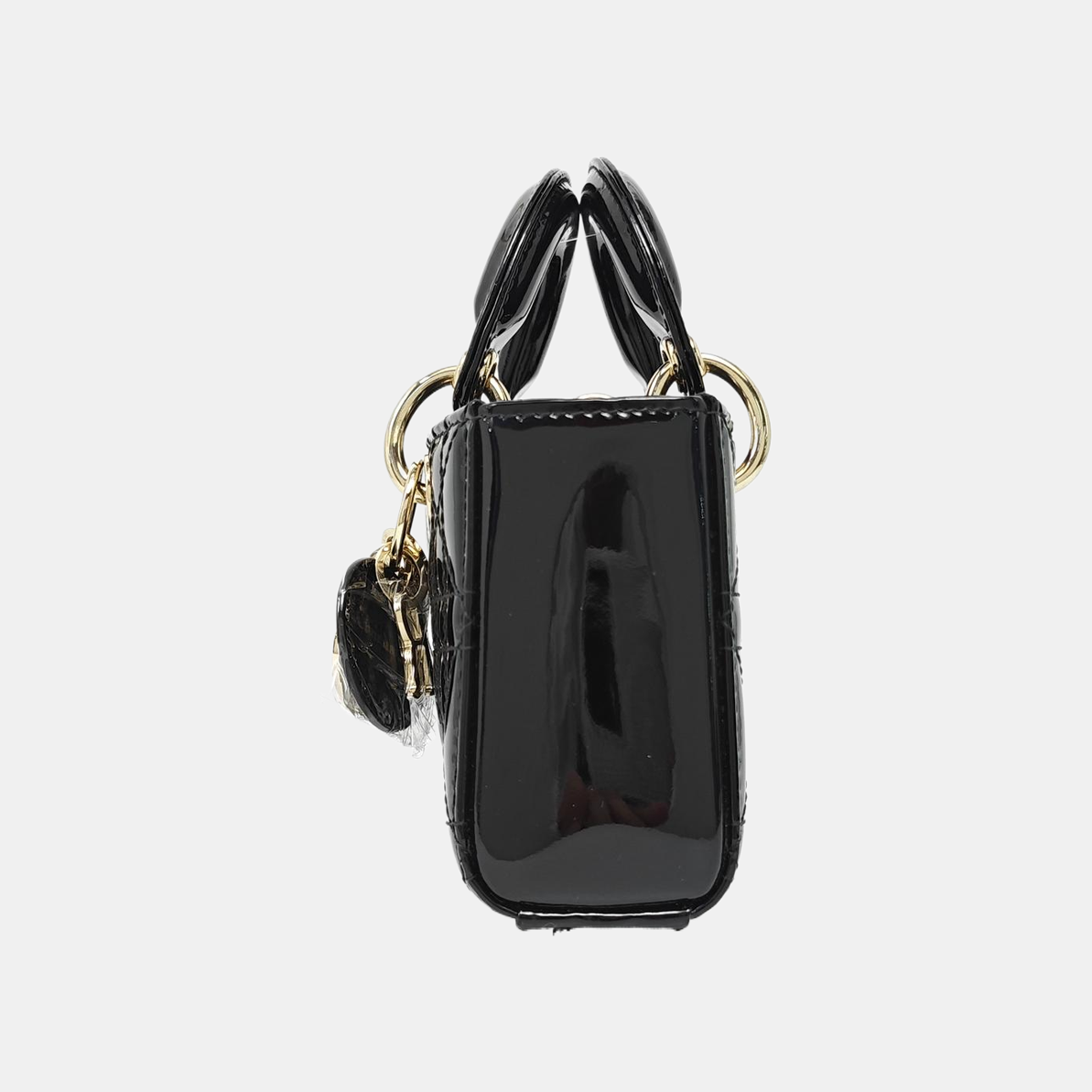 Lady Dior Super Mini Cannage Patent Leather Black