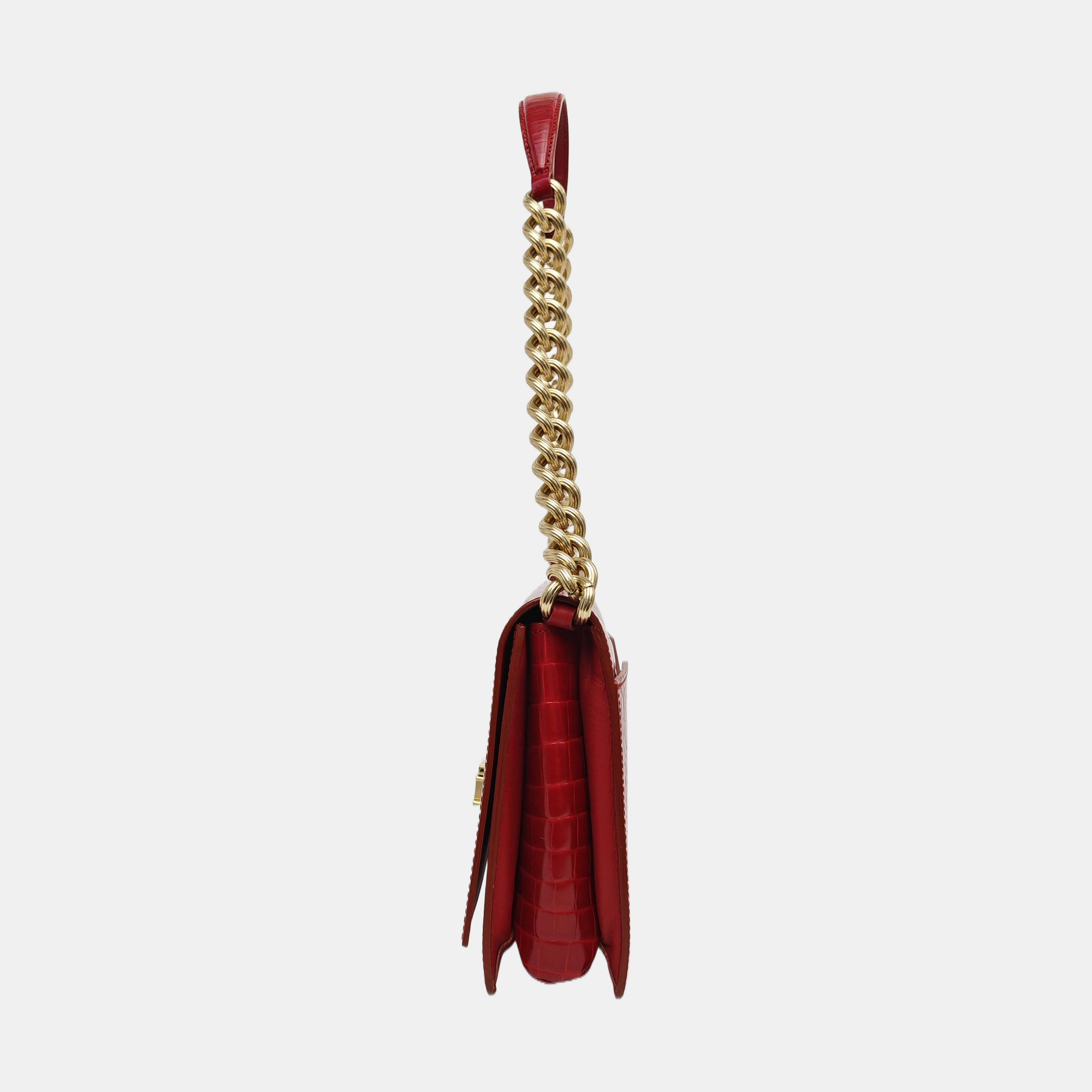 Calfskin Top Handle Bag Small Red