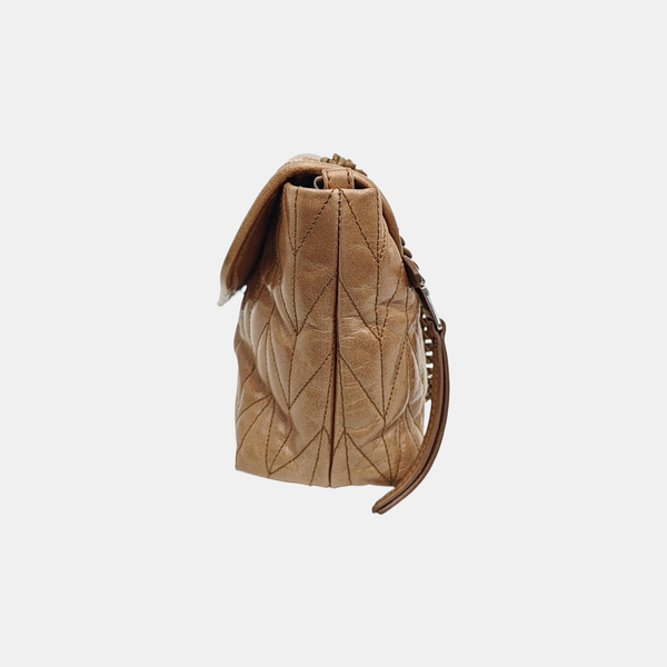 Quilted Calfskin Shoulder Bag Beige