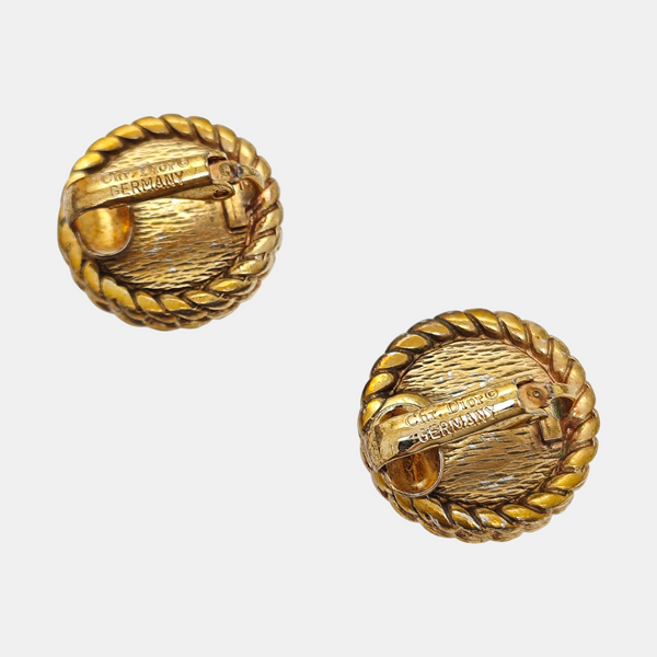 Twist Round Metal Gold Clip On Earrings