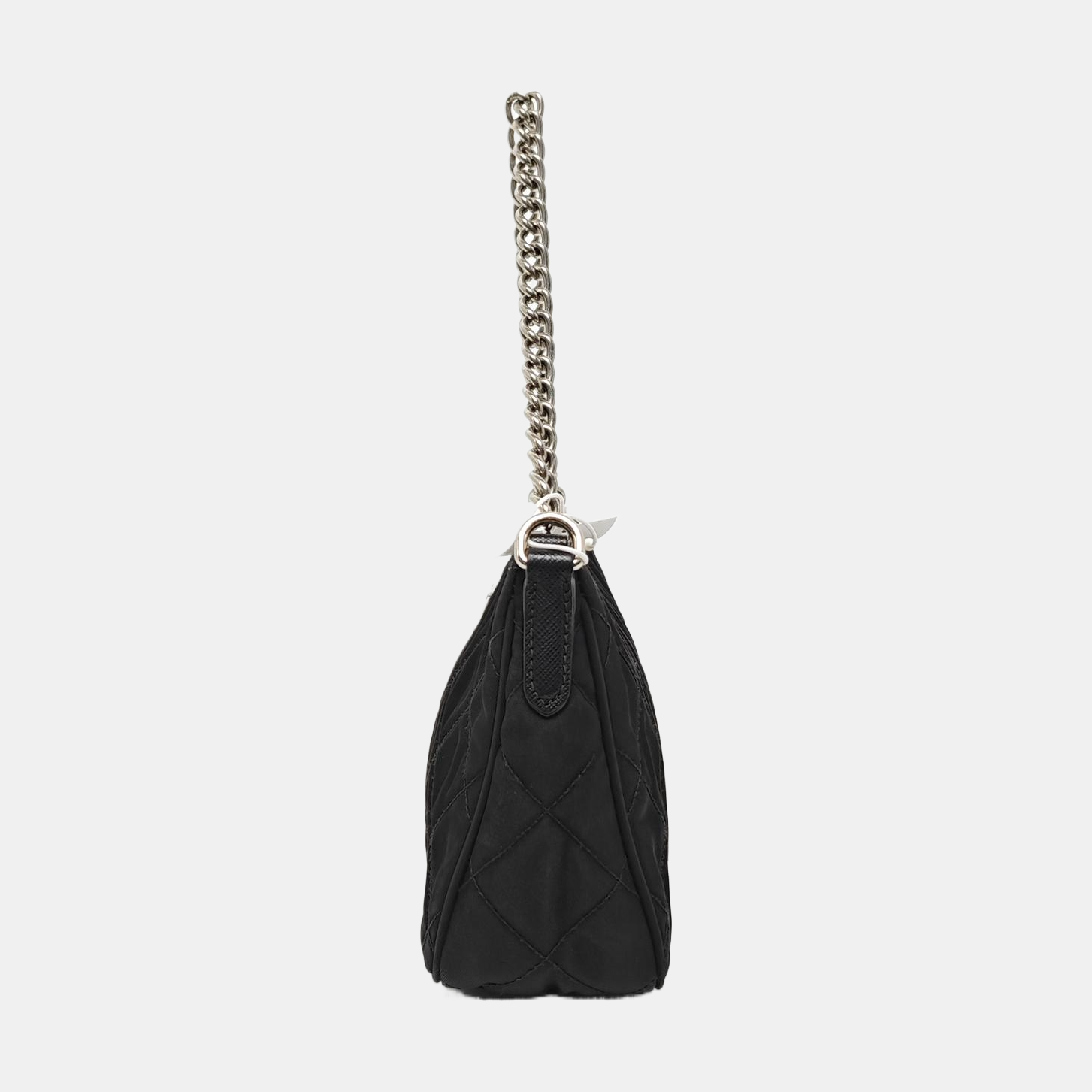 Quilted Nylon Shoulder Bag Black