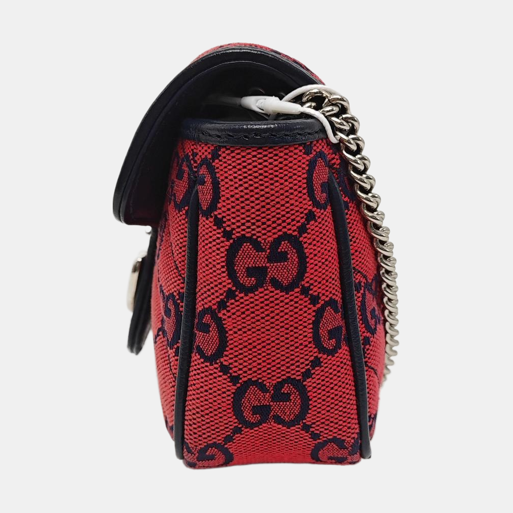 Authenticated pre-owned  GG Marmont Mini Quilted Canvas Red - Shoulder Bag at Looply