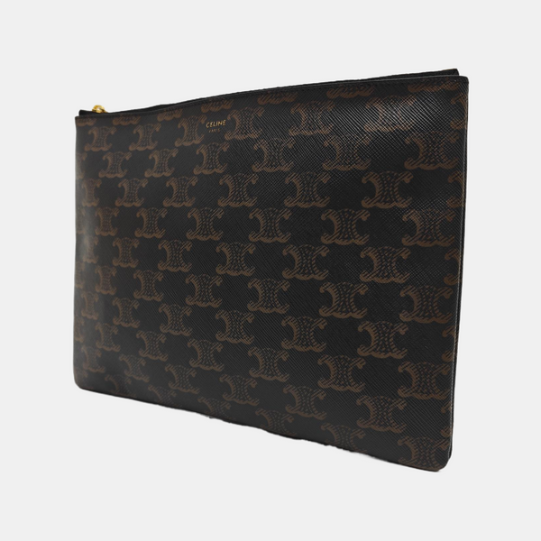Coated Canvas Clutch Brown