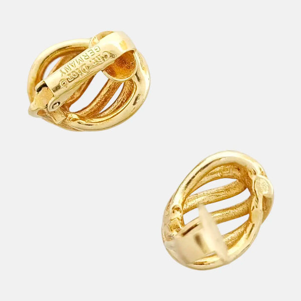 Twist Round Metal Gold Clip On Earrings