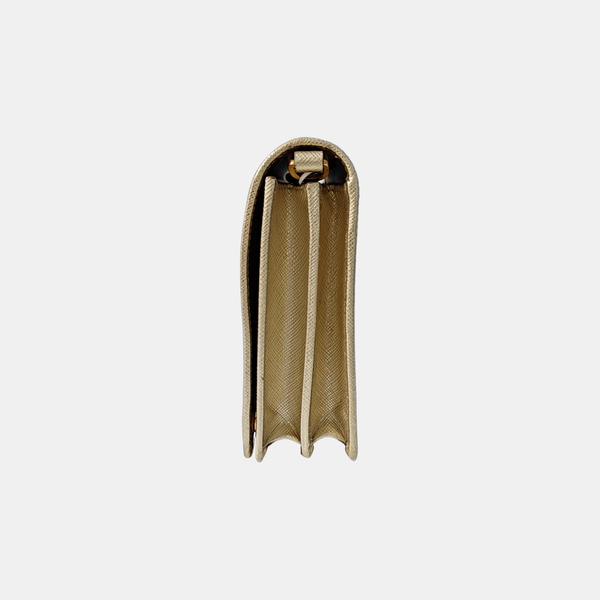 Saffiano Calfskin Shoulder Bag Gold