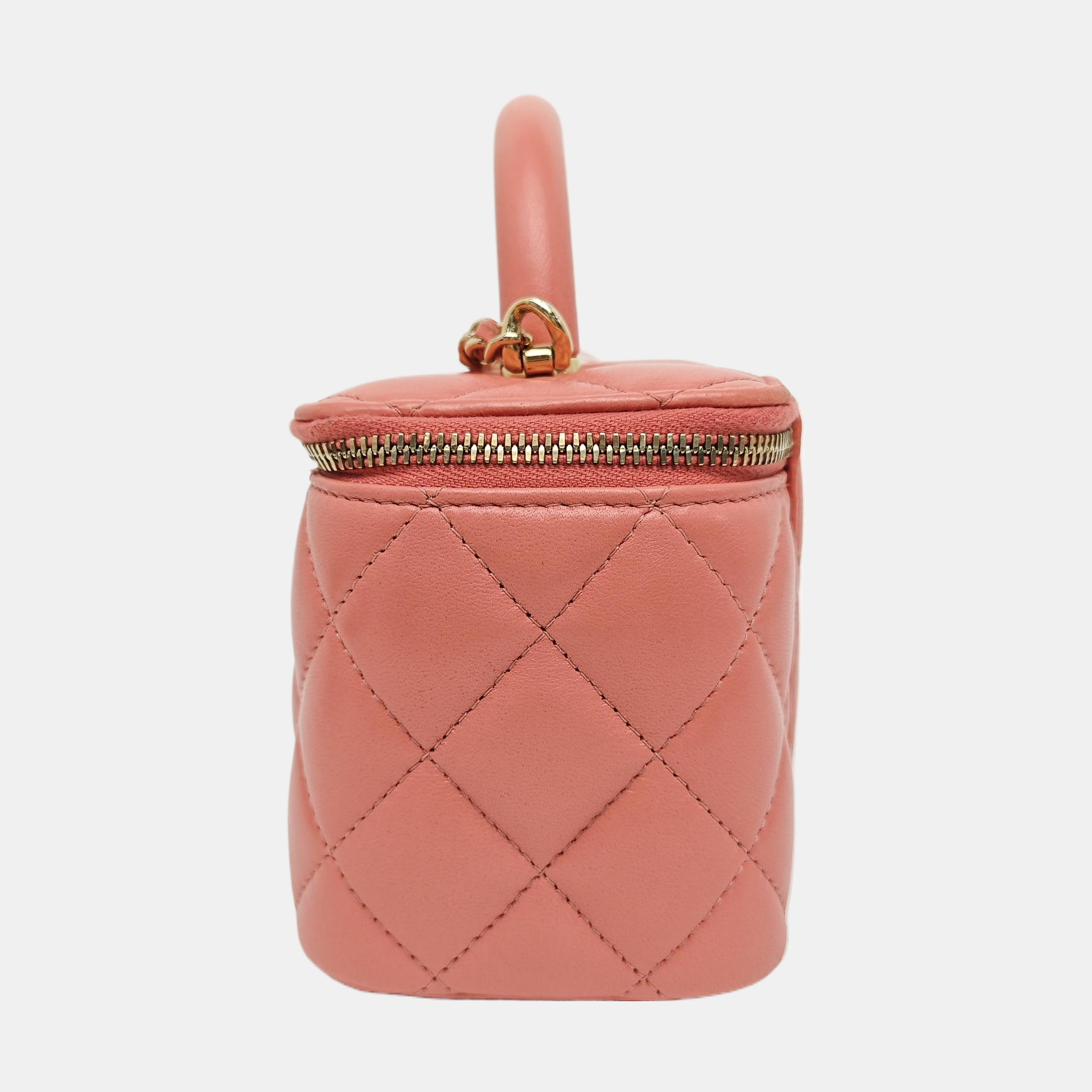 VANITY CASE Small Quilted Lambskin Pink