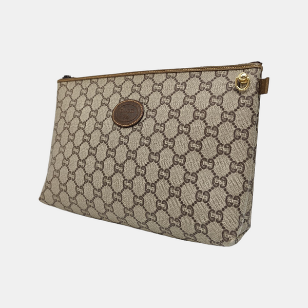 Monogram Coated Canvas Clutch Beige