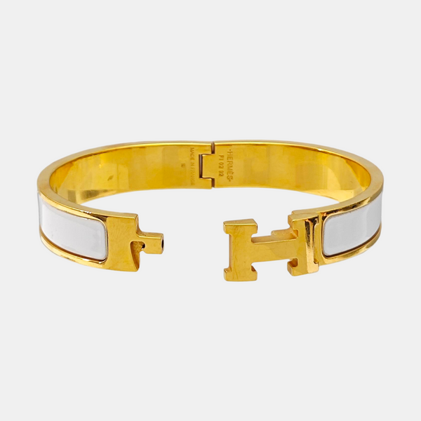 Clic H Metal White Bangle