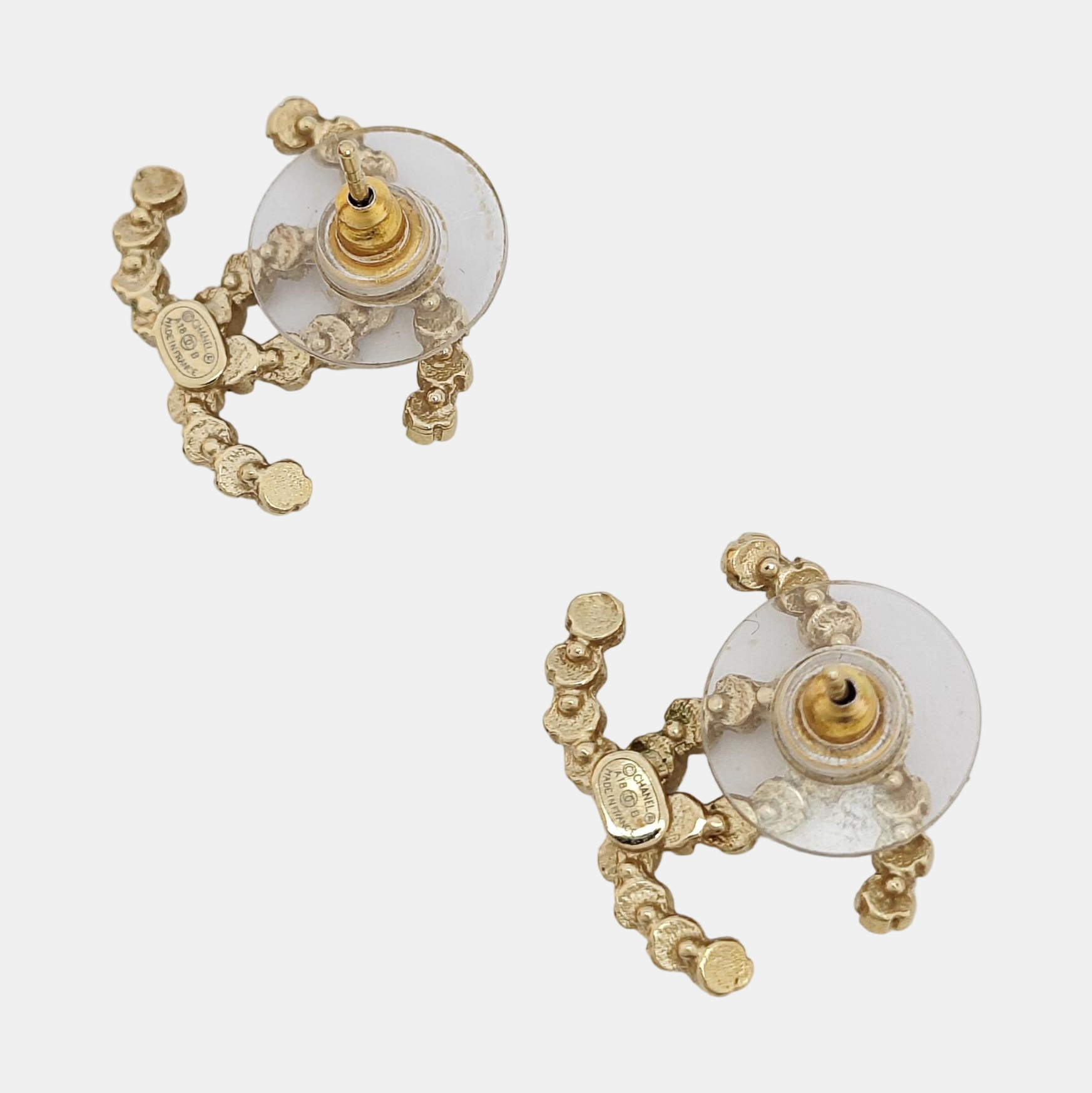 CC Logo Metal Gold Stud Earrings