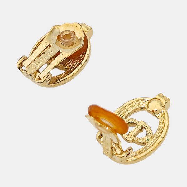 Petit CD Metal Gold Clip On Earrings
