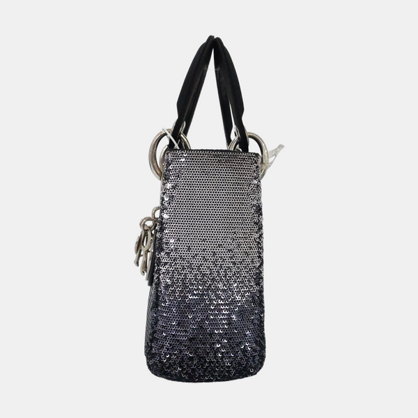 Authenticated pre-owned  Lady Dior Mini Silk Satin Black - Tote Bag at Looply