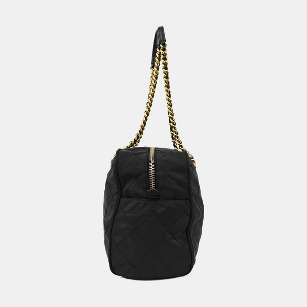 Chain Tote Quilted Nylon Black