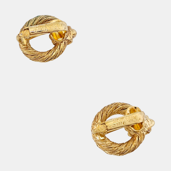 Twist Round Metal Gold Clip On Earrings