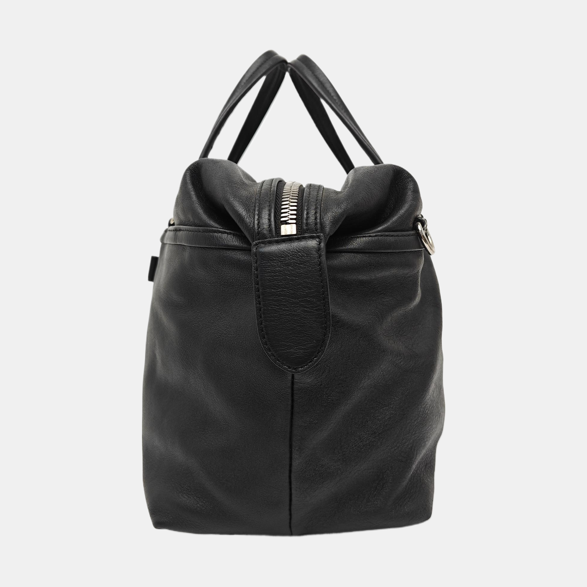 Calfskin Top Handle Bag Black