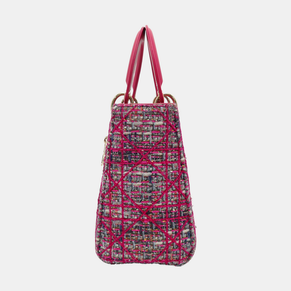 Authenticated pre-owned  Lady Dior Medium Cannage Fabric Multicolor - Tote Bag at Looply