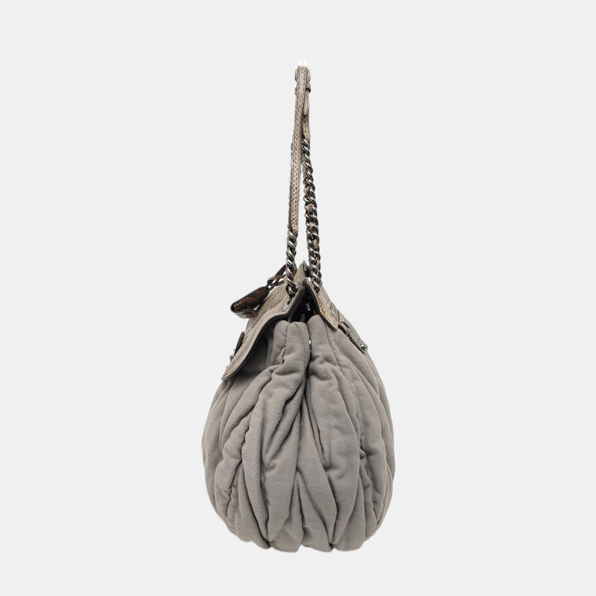 Quilted Fabric Shoulder Bag Gray