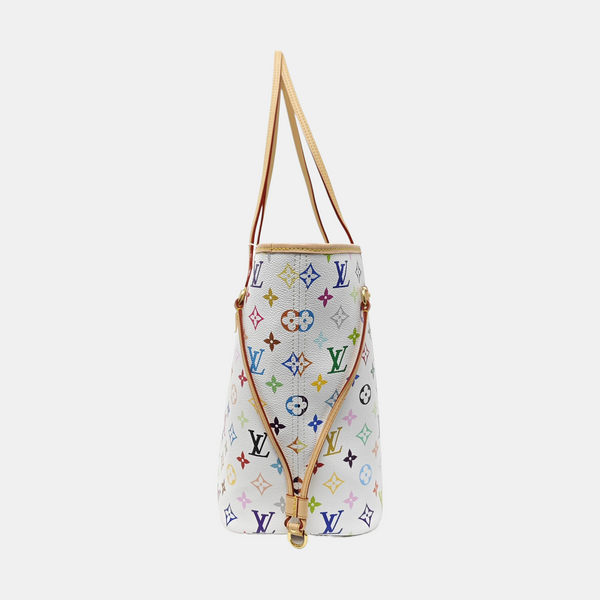 LV × TM NEVERFULL MM Monogram Coated Canvas White
