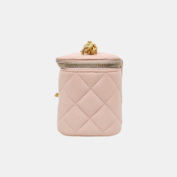 VANITY CASE Small Quilted Lambskin Pink