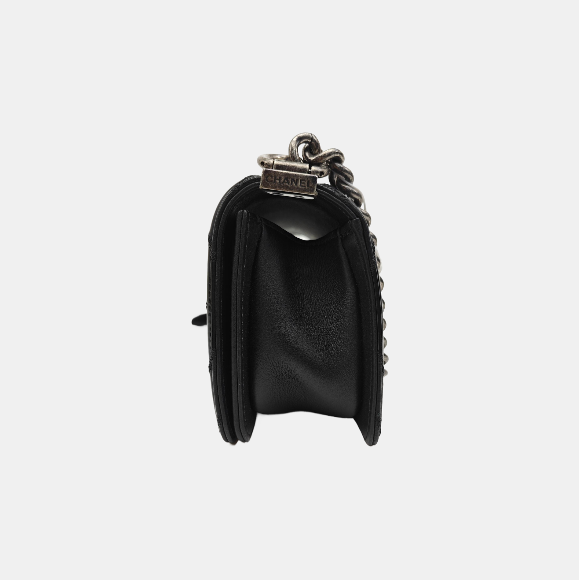 BOY CHANEL Small Quilted Grained Calfskin Black