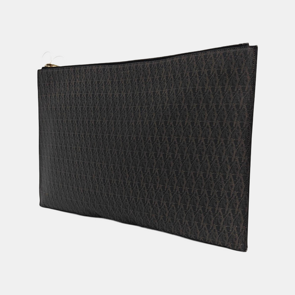Coated Canvas Clutch Brown