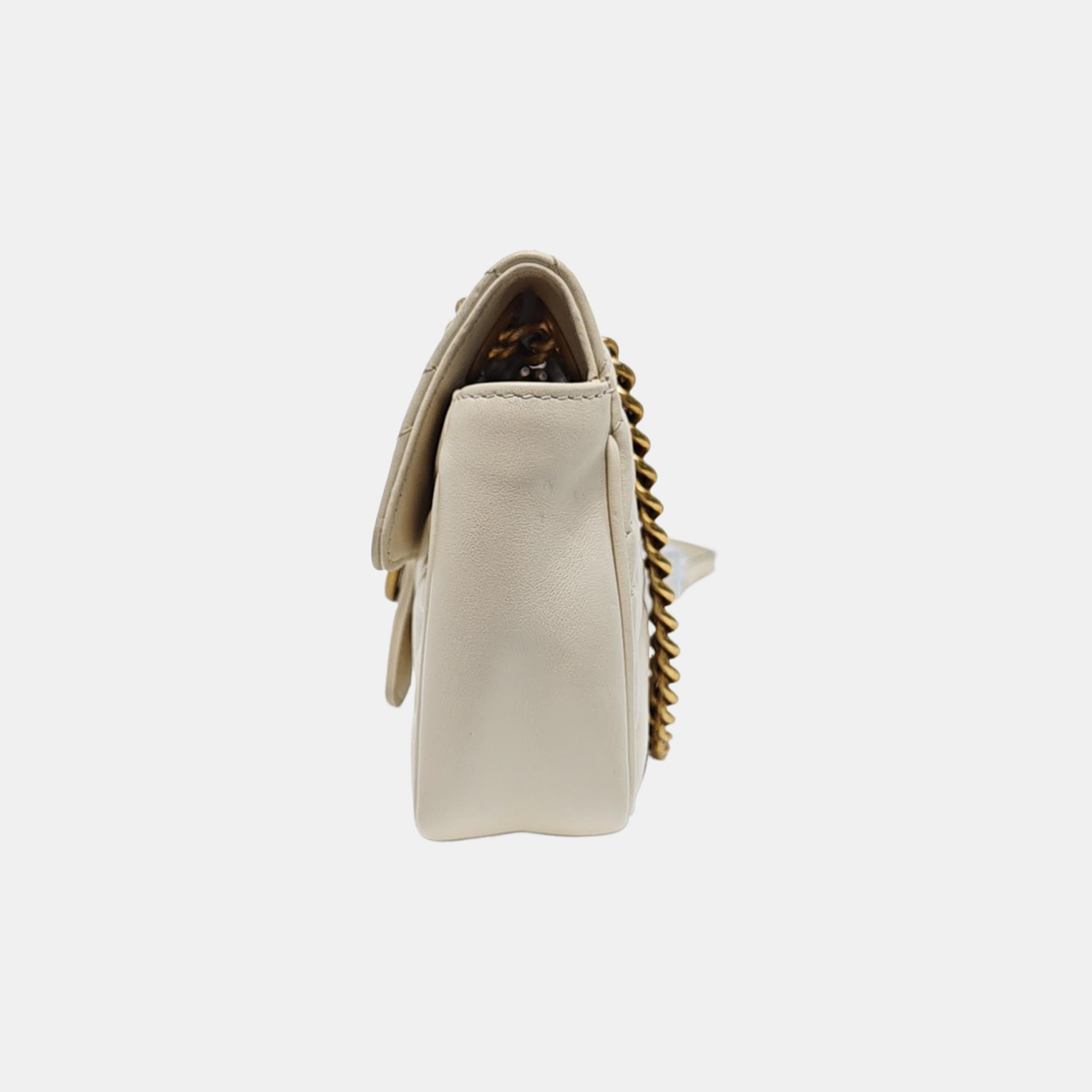 GG Marmont Small Quilted Calfskin White