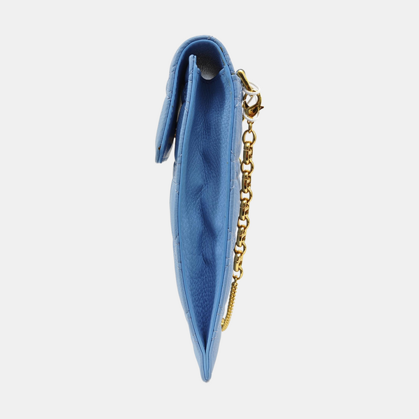 Cannage Calfskin Shoulder Bag Blue