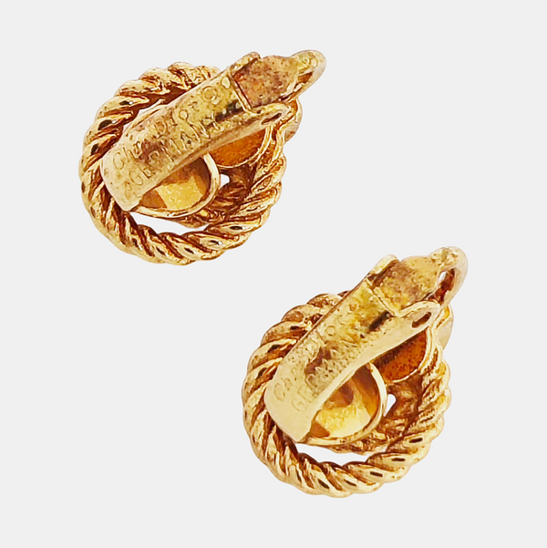 Twist Round Metal Gold Clip On Earrings