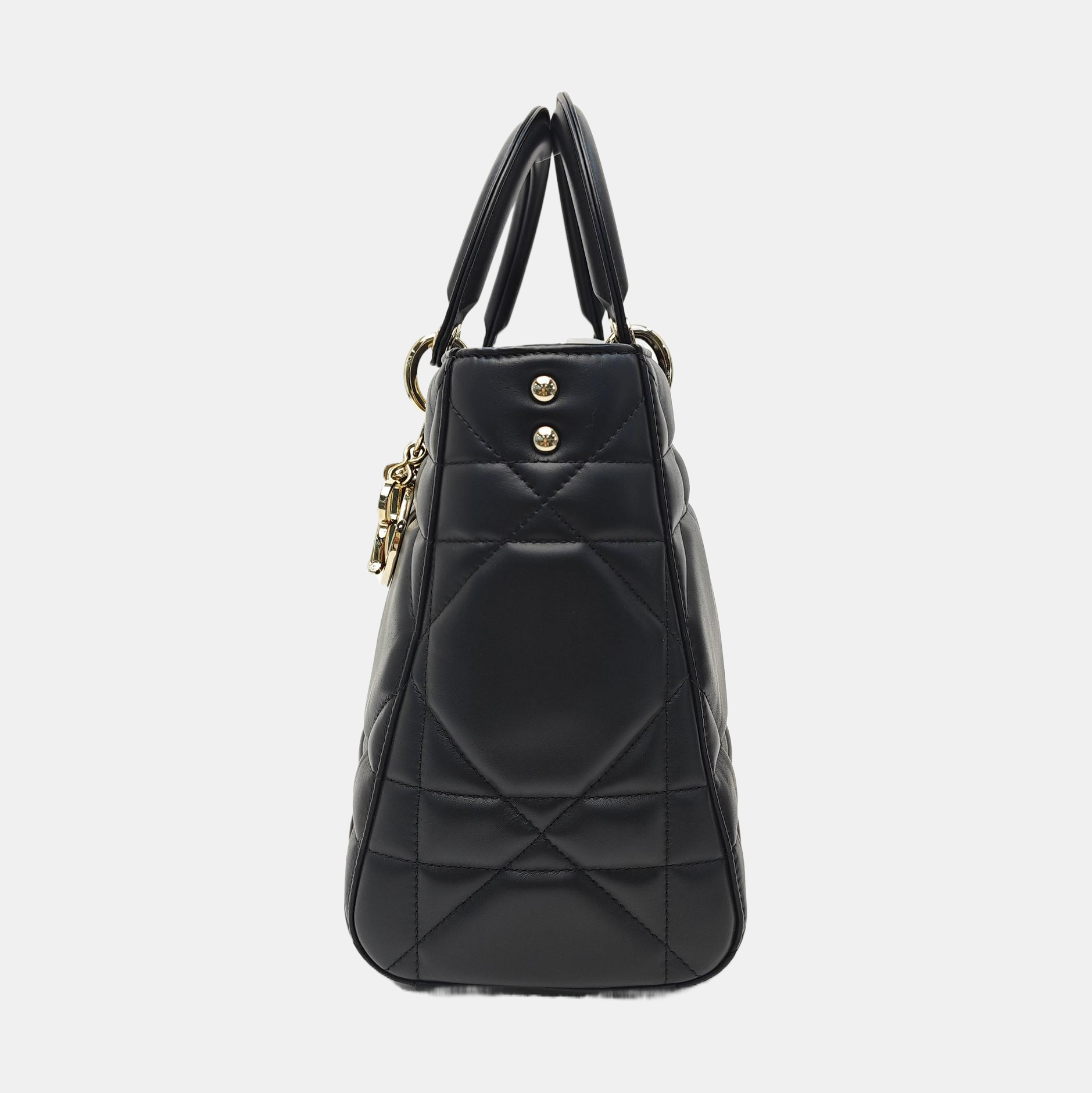 Lady D-Sire Medium Cannage Calfskin Black