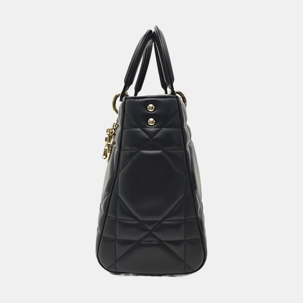 Lady D-Sire Medium Cannage Calfskin Black