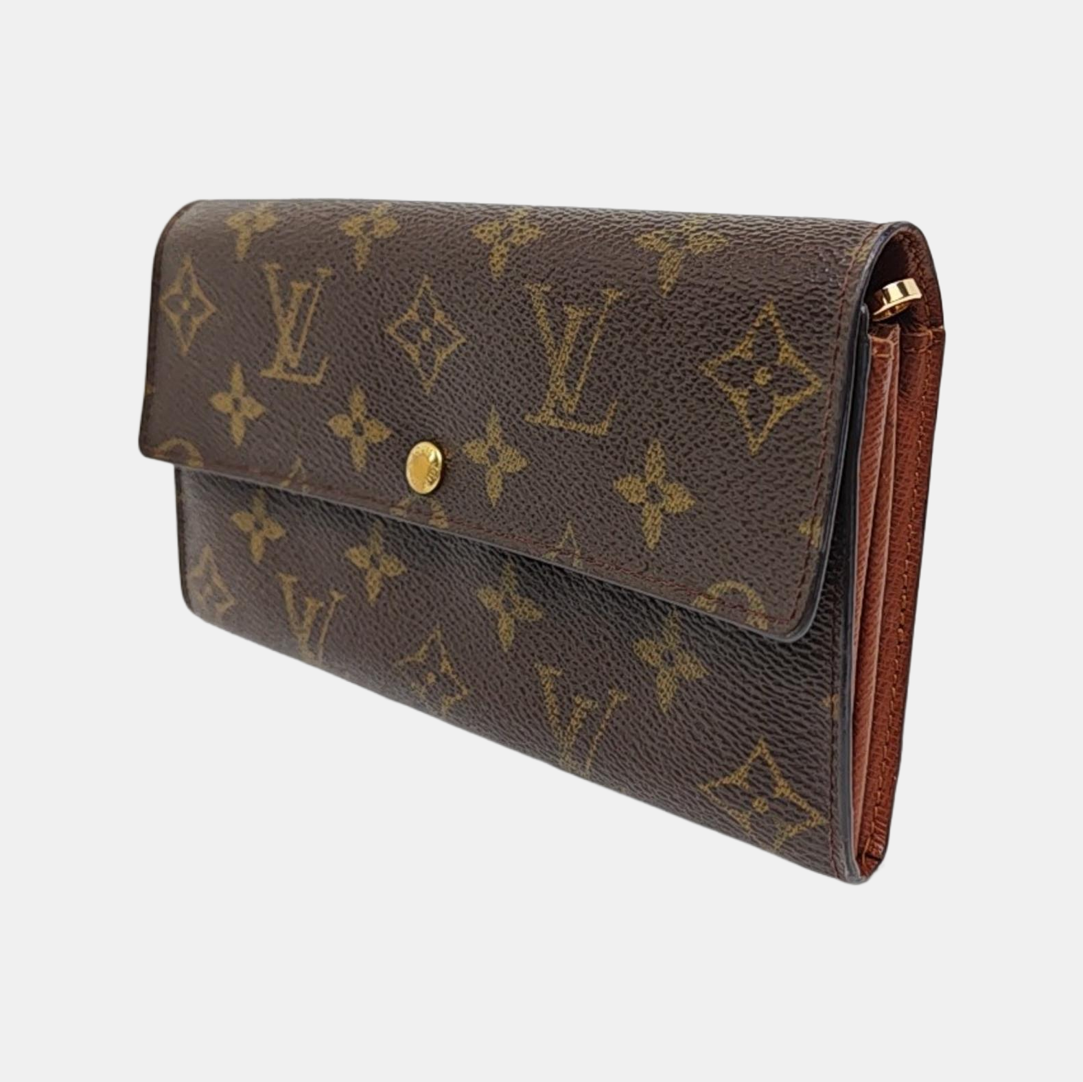 PORTE MONNAIE Monogram Coated Canvas Brown Wallet