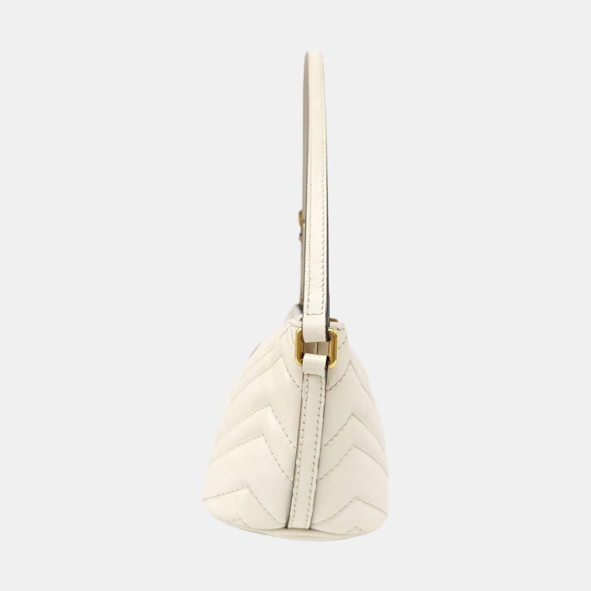 GG Marmont Small Quilted Calfskin White