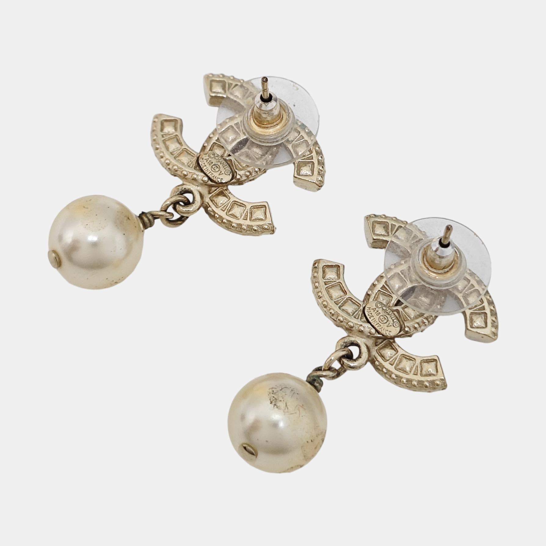 CC Logo Metal Gold Stud Earrings