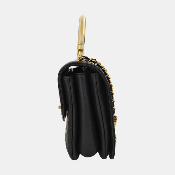 Quilted Calfskin Shoulder Bag Black