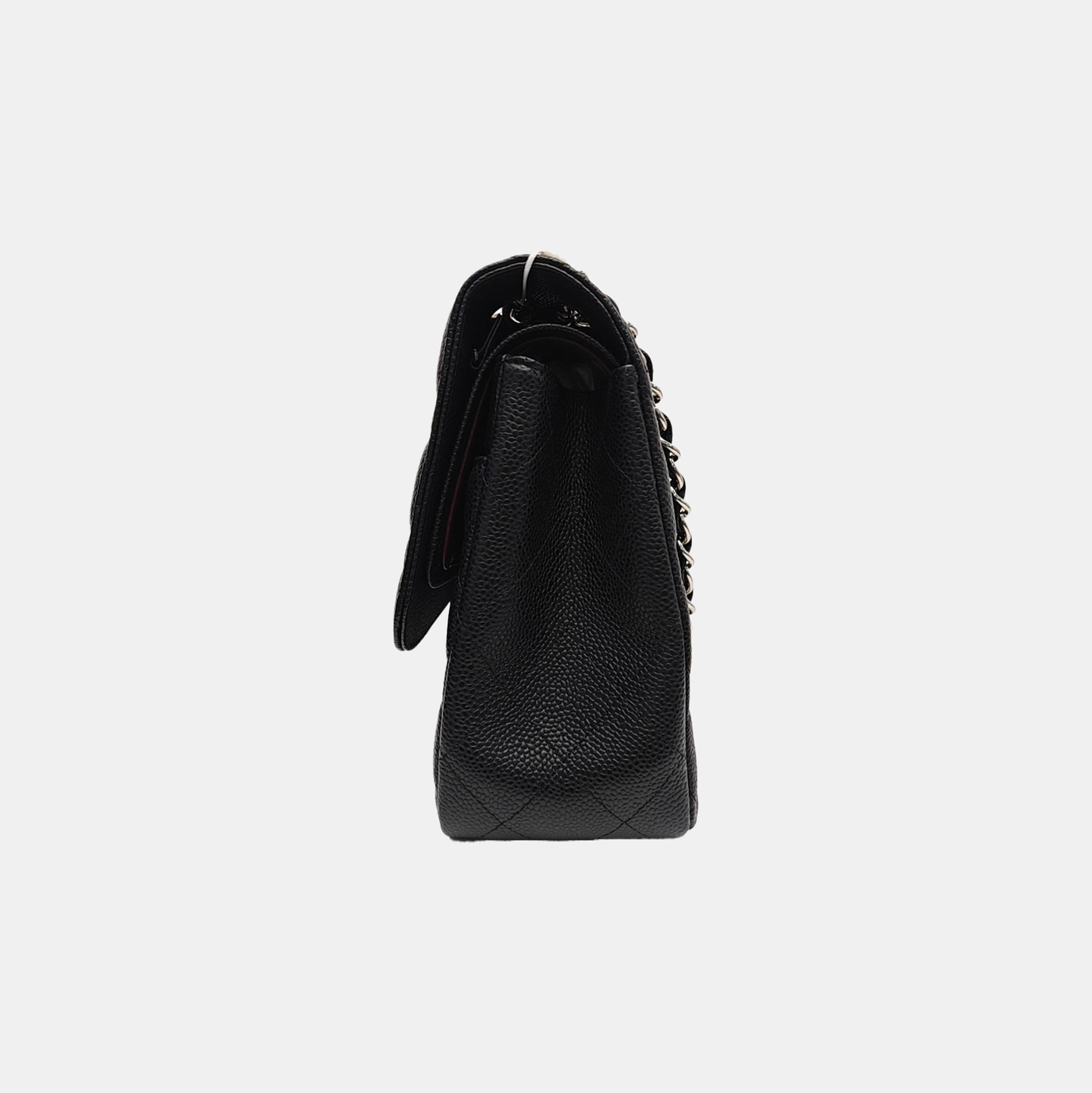 CLASSIC FLAP Jumbo Quilted Grained Calfskin Black