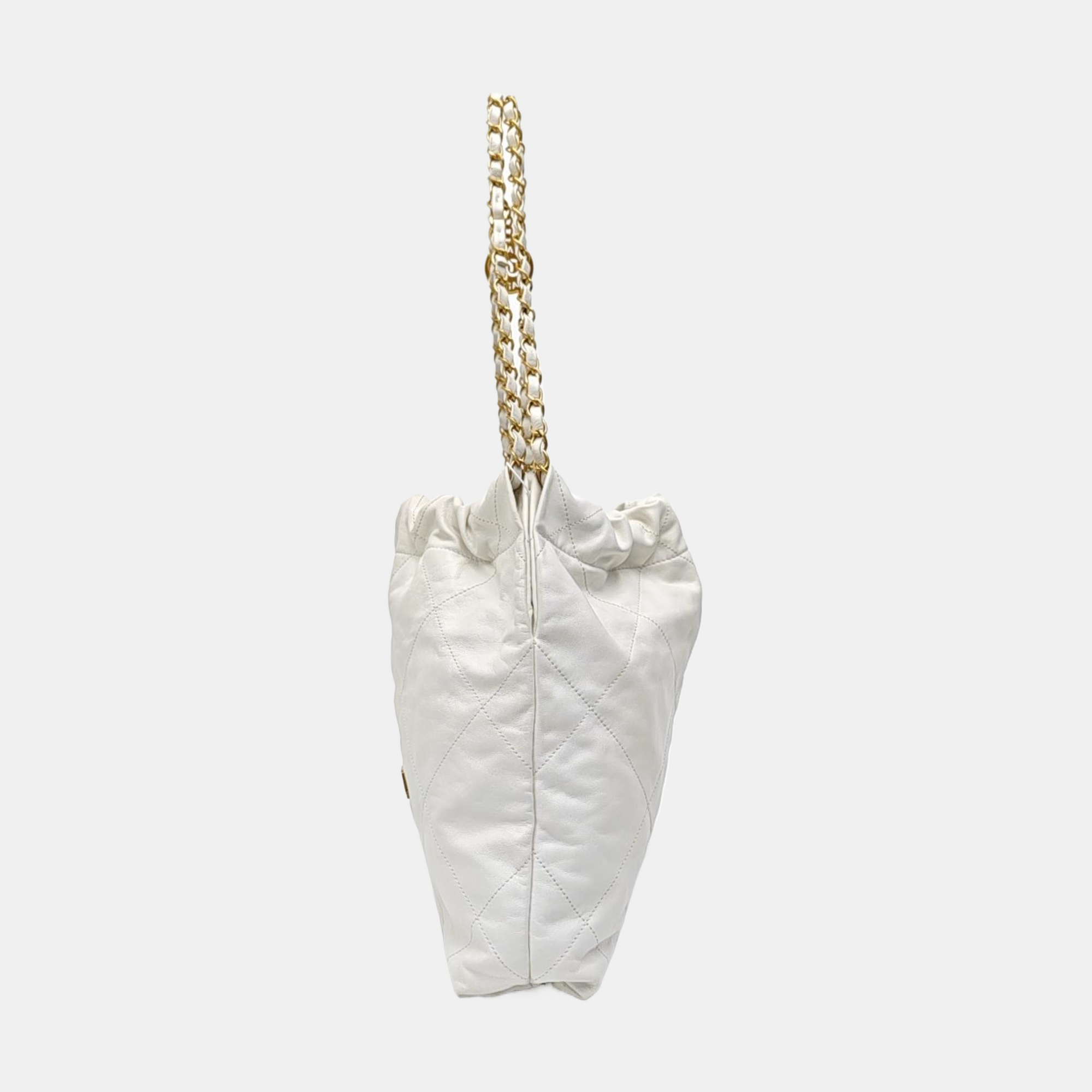 CHANEL 22 Small Quilted Calfskin White