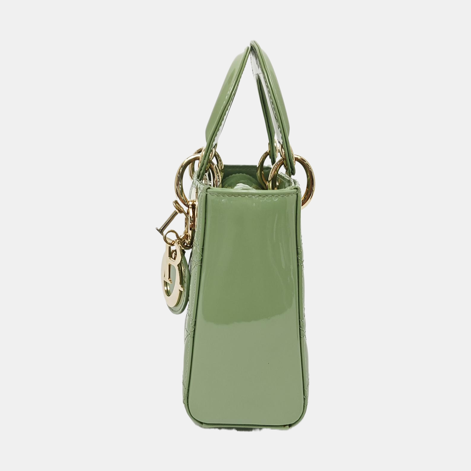 Lady Dior Mini Cannage Patent Leather Green