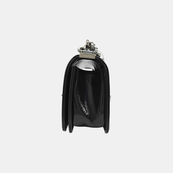 BOY CHANEL Small Quilted Patent Leather Black