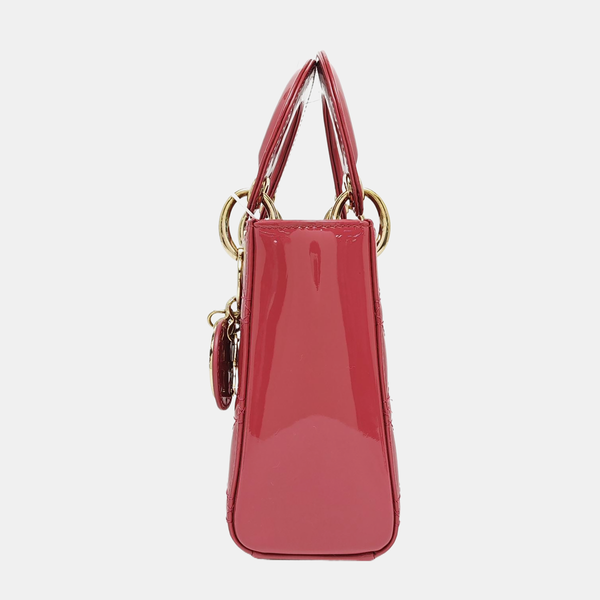 Lady Dior Mini Cannage Patent Leather Pink
