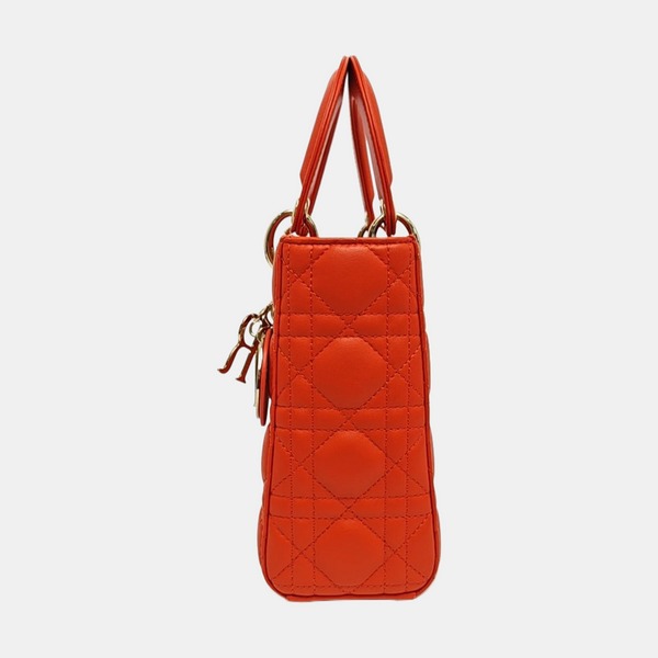 Lady Dior Small Cannage Lambskin Orange