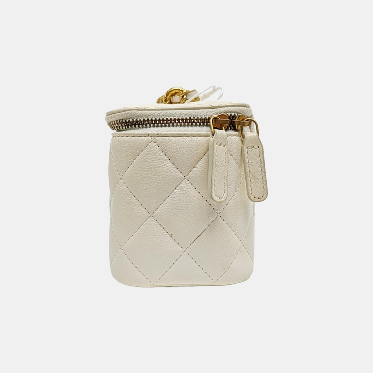 VANITY CASE Small Quilted Lambskin White