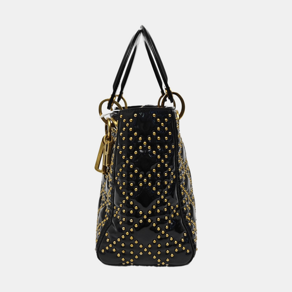 Lady Dior Medium Quilted Patent Leather Black