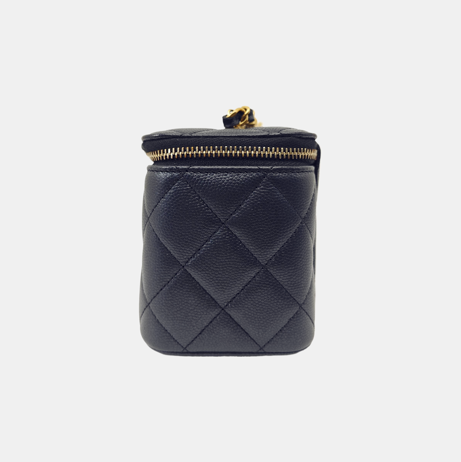 VANITY CASE Small Quilted Grained Calfskin Metallic