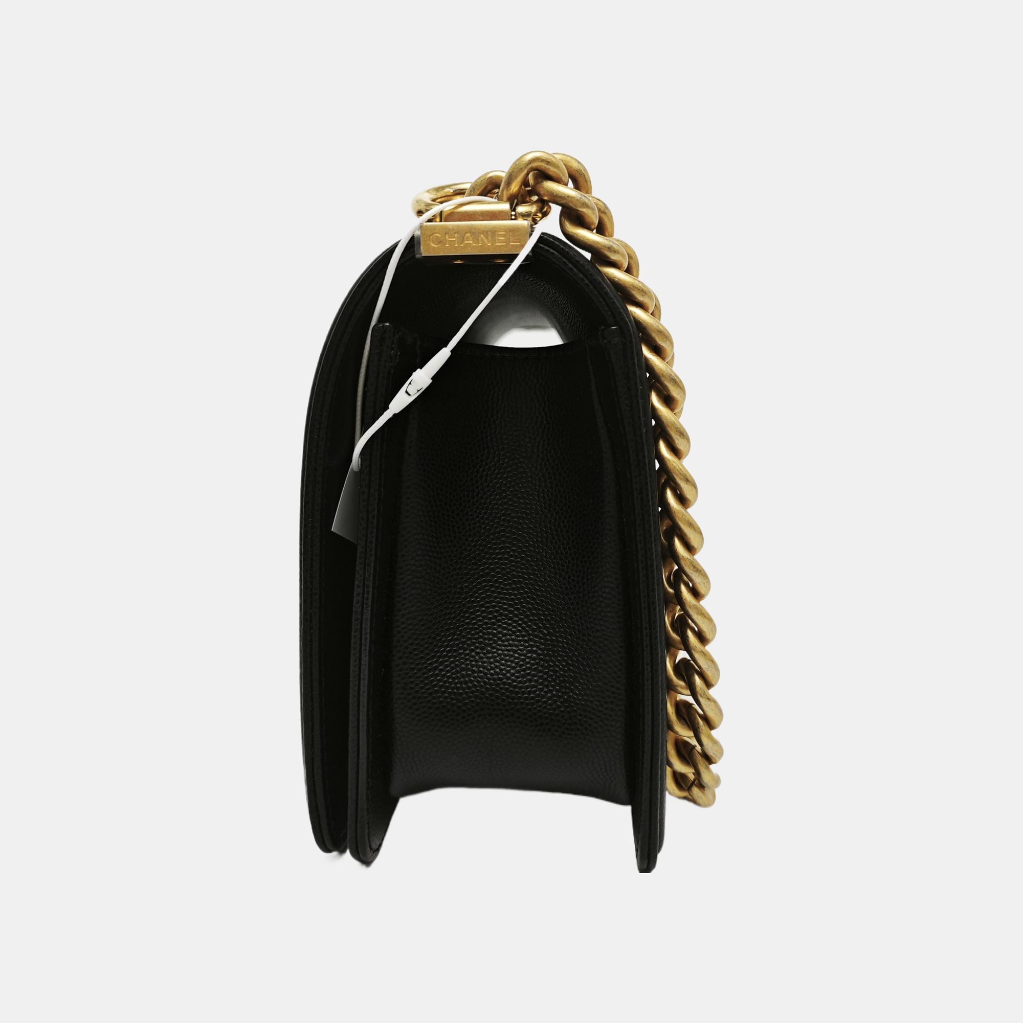 BOY CHANEL Medium Quilted Grained Calfskin Black