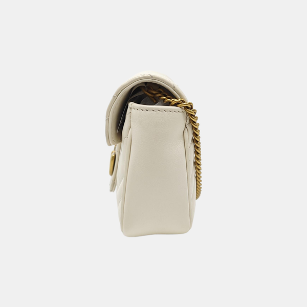 GG Marmont Mini Quilted Calfskin White