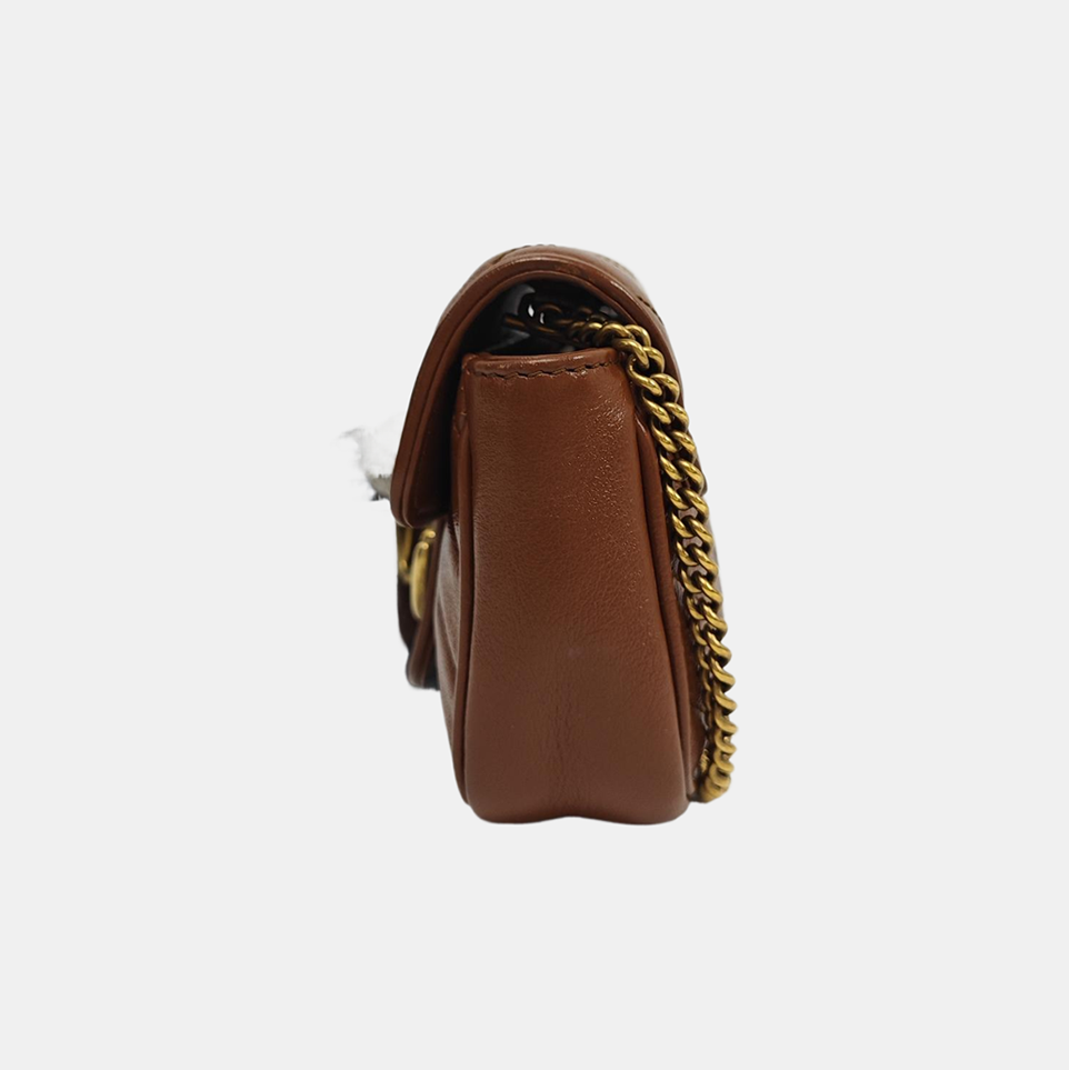 GG Marmont Mini Quilted Calfskin Brown